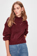 Burgundy Openwork Detailed Knitwear Sweater