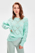 WOMEN-Mint Boat Neckline Cellular Knitwear Sweater