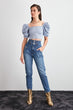 Waist Detail Super High Waist Mom Jeans