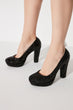 Black Silvery Women Heels Shoes