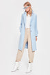 Blue Front Button Long Stamp Coat