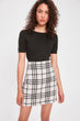 Raw White Plaid Skirt