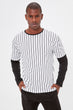 Male Internal Sleeve Overhang Striped Long Sleeve New T-Shirt