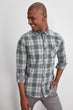 Male Plaid Single Pocket Slim Fit Shirt