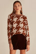 Houndstooth Crew NecK Cardigan In Lurex Woman Brown