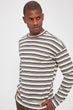Men Long Sleeve Cycling Collar Striped New T-shirt