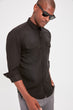 Black Men 'S Double Pockets Denim Shirt New