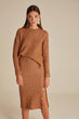 Crew Neck Jumper With Slit And Button Detail Woman Brown