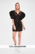 Black Colar Embroidered Belted Dress