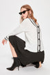 Ecru Fronting Back Button Detail Sweater Cardigan
