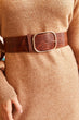 Women Slim Metal Buckle Faux Leather Belt