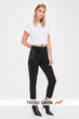 Black Stitched Zip Detail High Mom Jeans