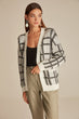 Checkerboard Knitted Cardigan With Pocket Detail Woman Black And White