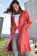 Women Wine Double Sided Deri-Nubuk Coat