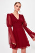 Maroon Corsage Detail Dress