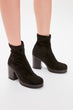 Black Suede Stretch Women 'S Boots