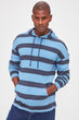 Men 'S Long-Sleeved Hooded Kangaroo Pocket Stripe Sweatshirt
