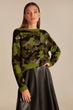 Embroidered Crew Neck Jumper In Camouflage Pattern Woman Multi