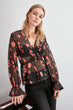 Flower Patterned Knitted Gauze Blouse