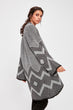 Gray Pattern Oversize Sweater Cardigan