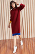 Women Cuff And Her Skirt Color Sweater Dress