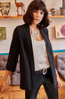 Women Black Shawl Collar Atlas Jacket