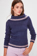 Navy Blue Boat Neckline Sweater