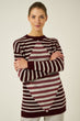 Crew Neck Jumper In Stripe Woman Burgundy