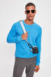 Blue Men Cycling Collar Long Sleeve New Sweatshirt