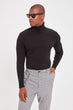 Black Male Rubber Mesh Turtleneck Sweater New