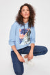 Blue Printed Hooded Boyfriend Knitted Sweatshirt