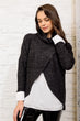 Women Anthracite Wraped Shirt Sleeve Sweater