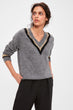 Gray Neckline Stripe Sweater Sweater