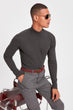Anthracite Men Long Sleeve Half Turtleneck BASIC New T-shirt
