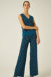 Knitted Trouser With Geo Pattern Woman Petrol