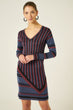 V Neck Dress In Lurex Woman Navy Blue