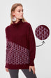 Mesh Blocky Turtleneck Print Sweater