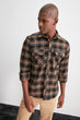 Male Plaid Double Pocket Cap Shirts
