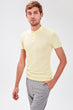 Yellow Male Button Textured Bomber Neck Sweater T Shirt
