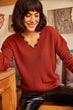 Women Tan Lace Detail Sweater