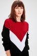 Red With Color Block Sweater Pullover