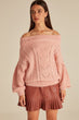 Cable Knit Off Shoulder Jumper Woman Powder Color