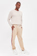 Beige Male So Stripe Pockets  Wheel New Sweatpants