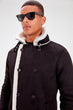 Black New Men  Laminated Pockets Front Buttoned Coat