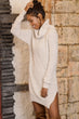Women Khaki Turtleneck Sweater Dress