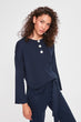 Navy Blue Button Knitwear Sweater