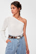 Raw White One Shoulder Sweater