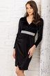 Women Black V-Neck Double Breasted Velvet Dress