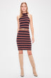 Multicolour Stripe Halter-Neck Knitted Dress