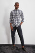 Male Plaid Single Pocket Slim Fit Shirt